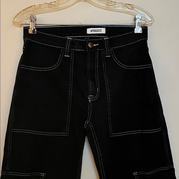 Hot Topic Aphrodite 30x32 Black Cargo Wide Leg Baggy Vintage Goth Y2K - Picture 2 of 14